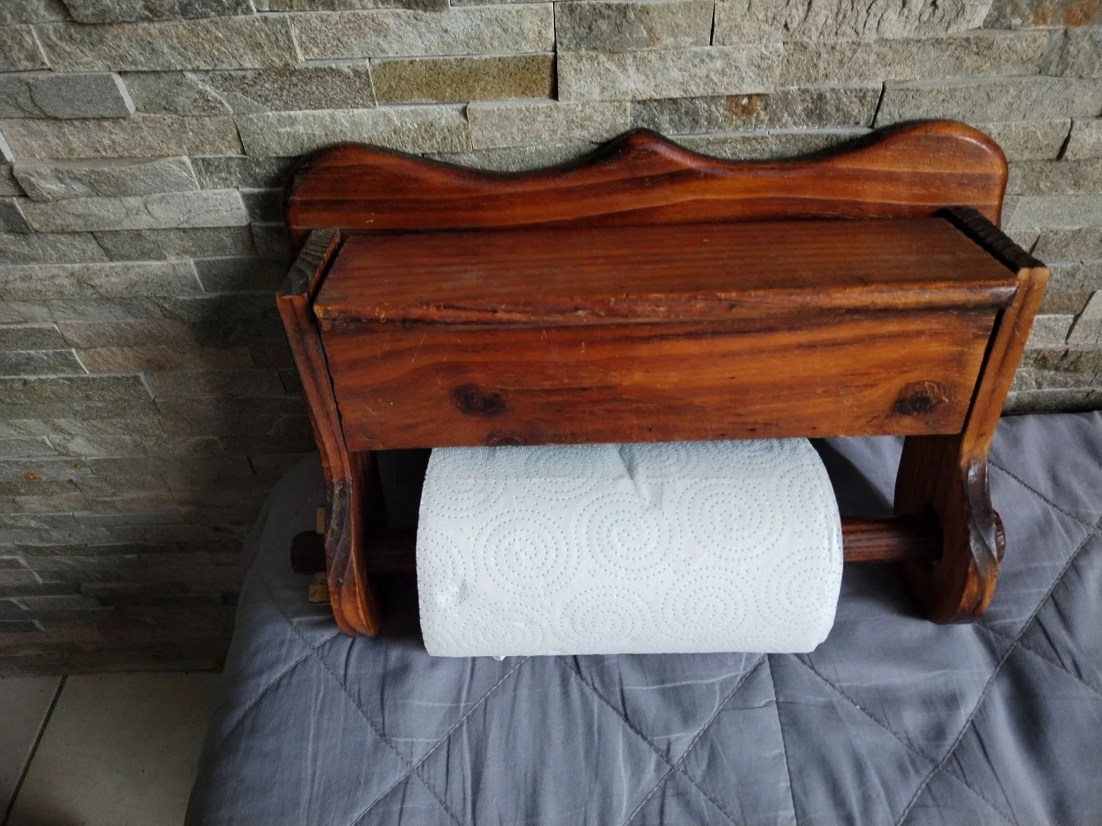Wall-mounted kitchen dispenser made of solid wood for wax paper and aluminum foil. – photo 9